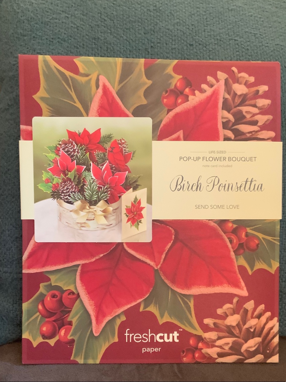 Pop-Up Flower Bouquet, Birch Poinsettia